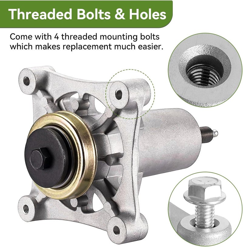 ranwin Spindle Assembly Fit for Craftsman HU Ariens Poulan - Mandrel Spindle Fit for 42" 46" 48" 54" Mower Deck, with Thread Bolts and Grease Fitting, Replace 192810 532187292 532187281 567253301 (2) - Image 5